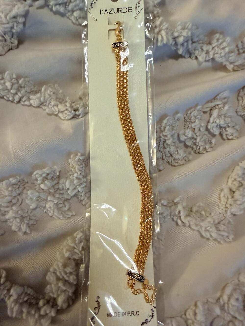 L'Azurde Gold-Tone Multi-Strand Bracelet with Greek Key Accents
